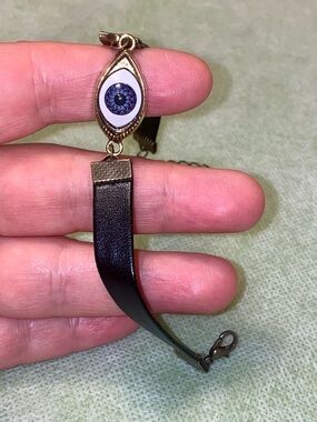 Evil Eye 🧿 Faux Leather Bracelet in Black and Gold